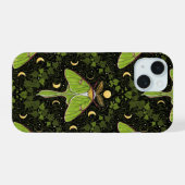 ルナガの蛾、月相とツタのダマスク2 iPhone 15ケース (裏面横)