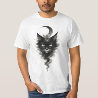 ルナシャドウキャット - 神秘的な夜の生き物のアートワーク Tシャツ