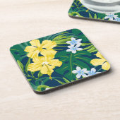 ルナハイビスカスガーデンハワイアン – イエロー&ネイビー コースター (左側)