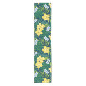 ルナハイビスカスガーデンハワイアン – イエロー&ネイビー ショートテーブルランナー (正面)