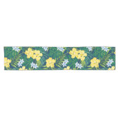 ルナハイビスカスガーデンハワイアン – イエロー&ネイビー ショートテーブルランナー (横)