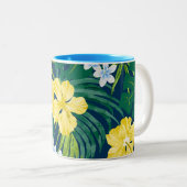 ルナハイビスカスガーデンハワイアン – イエロー&ネイビー ツートーンマグカップ (正面右)