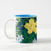 ルナハイビスカスガーデンハワイアン – イエロー&ネイビー ツートーンマグカップ (左)