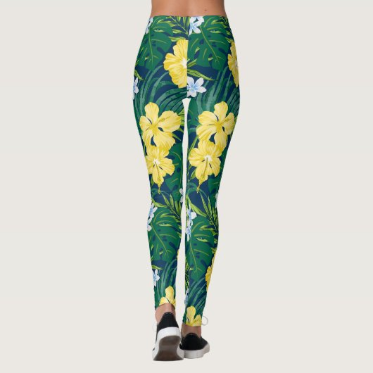 ルナハイビスカスガーデンハワイアン – イエロー&ネイビー レギンス (裏面)