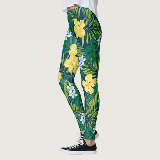 ルナハイビスカスガーデンハワイアン – イエロー&ネイビー レギンス (左)