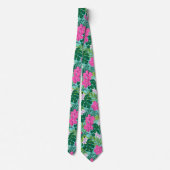 ルナハイビスカスガーデンハワイアン-ターコイズとピンク ネクタイ (裏面)