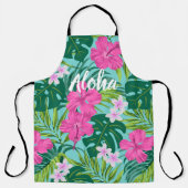 ルナハイビスカスガーデンハワイアン – ピンク&ターク エプロン (正面)