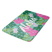 ルナハイビスカスガーデンハワイアン – ピンク&ターク バスマット (アングル)
