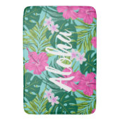 ルナハイビスカスガーデンハワイアン – ピンク&ターク バスマット (正面縦)