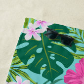 ルナハイビスカスガーデンハワイアン – ピンク&ターク ビーチタオル (インサイチュ)