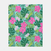 ルナハイビスカスガーデンハワイアン – ピンク&ターク フリースブランケット (正面)