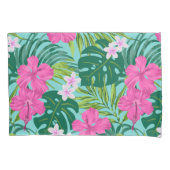 ルナハイビスカスガーデンハワイアン – ピンク&ターク 枕カバー (正面)