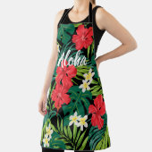 ルナハイビスカスガーデンハワイアン – 赤と黒 エプロン (インサイチュ)