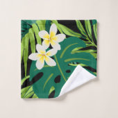 ルナハイビスカスガーデンハワイアン – 赤と黒 バスタオルセット (ウォッシュタオル)