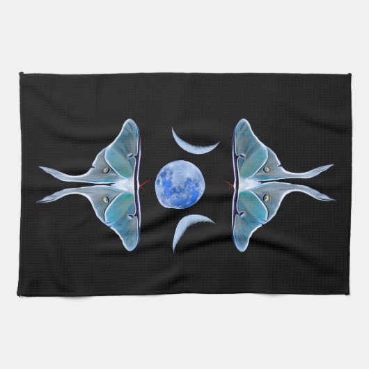 ルナモストリプルムーンオンブラック キッチンタオル (横)