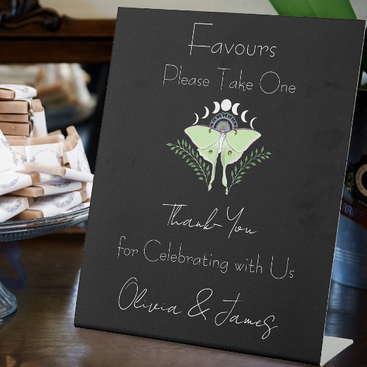 ルナモスムーンフェイズ結婚式の引き出物 台座サイン