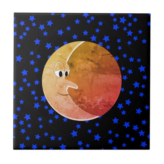 ルナヴィンテージムーンアンドスターズスケッチ タイル (正面)