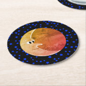 ルナヴィンテージムーンアンドスターズスケッチ ラウンドペーパーコースター (アングル)