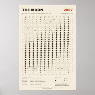 ルナークレンダー2027 - 月の満ち欠け、羊皮紙 ポスター