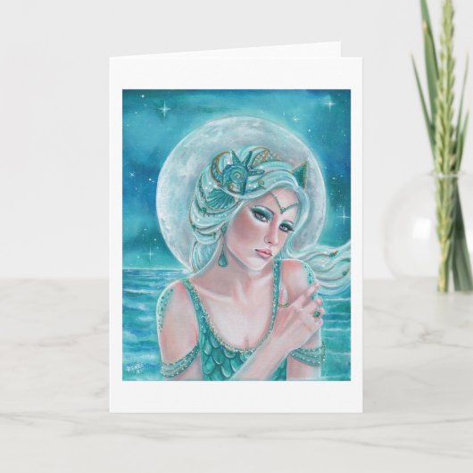 ルナ月の女神マーメイドアートby Renee L. Lavoie カード (正面)