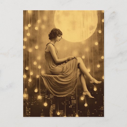 ルナ紙ムーンガール、ヴィンテージ写真ジャズエイジ ポストカード (正面)