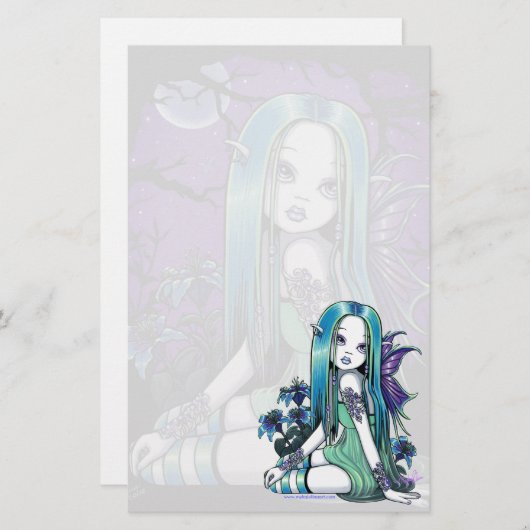 "ルナ"のゴシック様式月のLillyの妖精の芸術の文房具 便箋 (正面/裏面)
