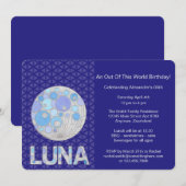 ルナ フルムーン ブルーとパープル スペースギーク 招待状 (正面/裏面)