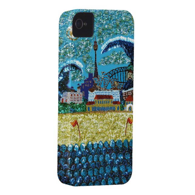 ルナBondiのスパンコールの芸術のiPhone 4やっとそこに Case-Mate iPhoneケース (裏面/右)