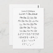 ルナX斜体 – ザズルフォントサンプラーシート ポストカード (正面/裏面)