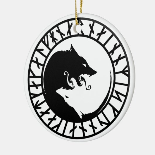 ルニックディレウルフバイキングノルセノルディックルーン セラミックオーナメント (左)