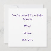 ルネによるパープルプレグナンシーベイビーシャワーの招待状 招待状 (裏面)