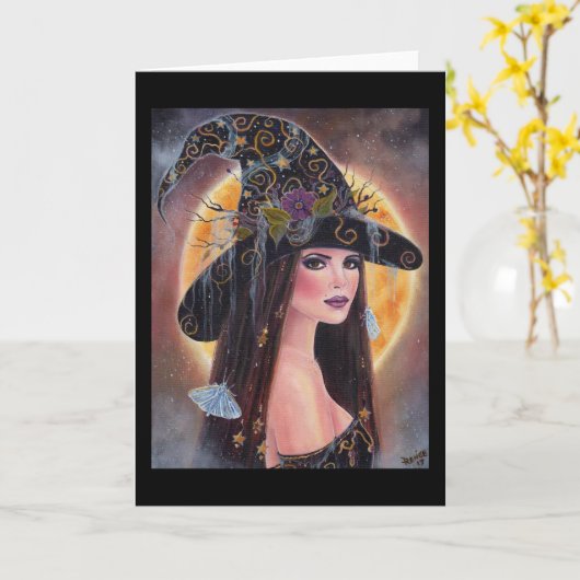 ルネによるフィロメナ・ハロウィーンの不気味な魔女カード カード (黄色い花)