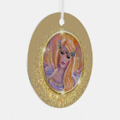 ルネの黄金の輝きを持つオーロラエンジェル メタルオーナメント (正面右)