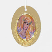 ルネの黄金の輝きを持つオーロラエンジェル メタルオーナメント (正面左)