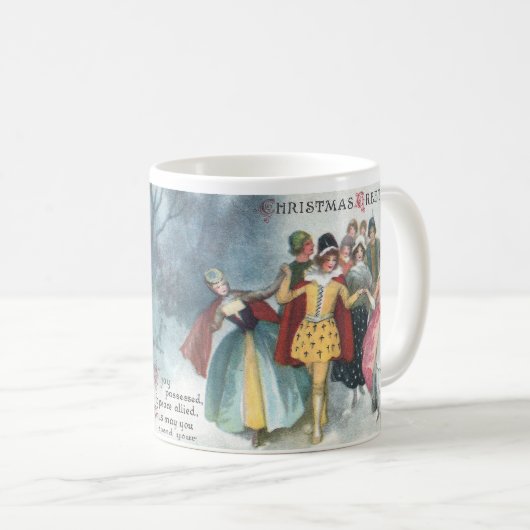 ルネサンスの人々のヴィンテージのクリスマス コーヒーマグカップ (正面右)