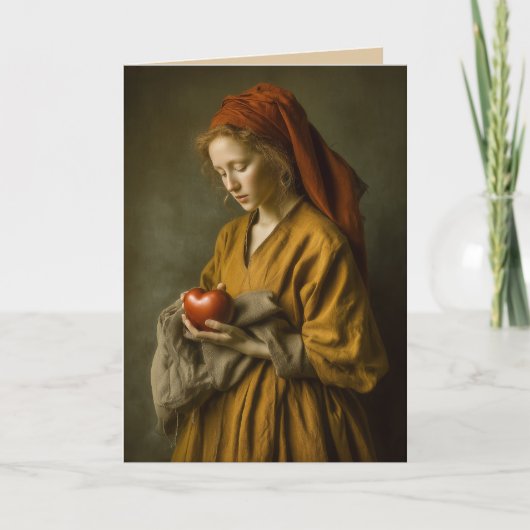 ルネサンスの女性がハートを持って立つ カード (正面)