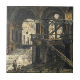 ルネサンスの家の階段の吹き抜け、c.1741-42 タイル