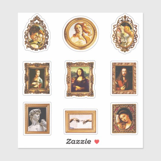 ルネサンスの有名芸術フレームセットパック シール (シート)