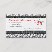 ルネサンスの赤く、白く及び黒い名刺 名刺 (裏面)