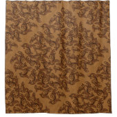 ルネサンスイタリアンスの葉の渦巻き旋回(錆と金ゴールド) シャワーカーテン (正面)