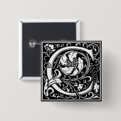 ルネサンススタイルアルファベット文字C – ピン (正面&裏面)