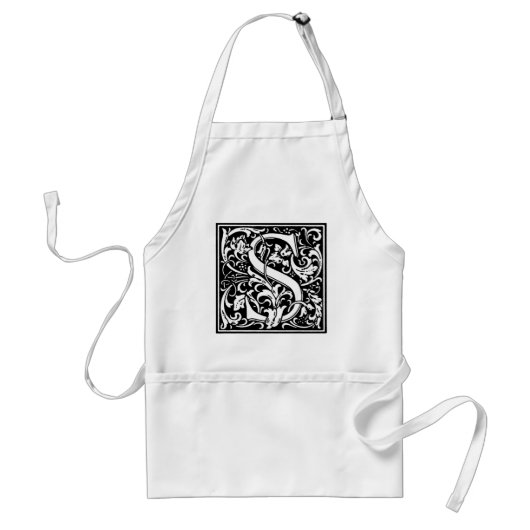 ルネサンスファンシースタイルアルファベット文字S スタンダードエプロン (正面)