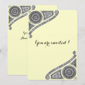 ルネサンス建築、ブラック、シルバー・メタリック 招待状 (正面/裏面)