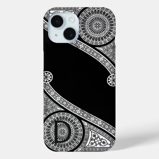 ルネサンス建築 モノグラム 黒 白 Case-Mate iPhoneケース (裏面)