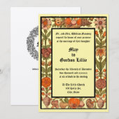 ルネサンス時代の果物と花の木版画ウェディング 招待状 (正面/裏面)