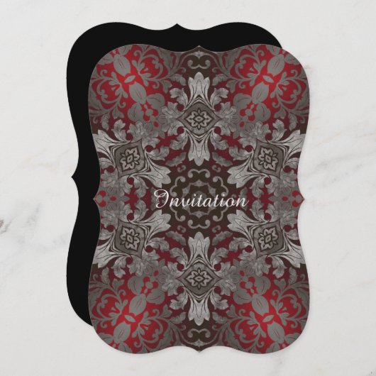 ルネサンス様式のゴシック様式の金色の赤と黒の曼荼羅 招待状 (正面/裏面)