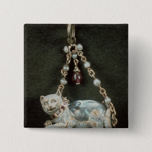 ルネサンス猫のペンダント 缶バッジ (正面)