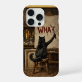 ルネサンス絵画の変わった猫 黒猫 何 iPhoneケース (裏面)