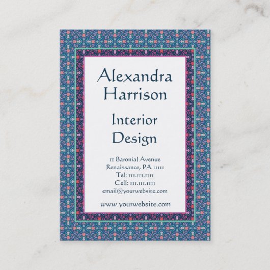 ルネサンス芸術および技術の緑の花パターン 名刺 (正面)