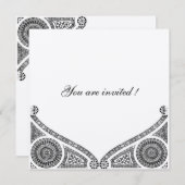 ルネサンス装飾　ブラック・アンド・ホワイト 招待状 (正面/裏面)
